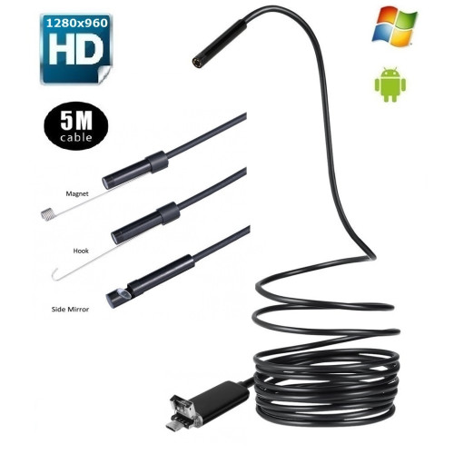 Эндоскоп JYC USB 2в1 HD1200*960 5м жесткий кабель водонепроницаемый Новинка