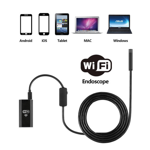 Эндоскоп WiFi 1280*720 HD 2м мягкий кабель водонепроницаемый Новинка
