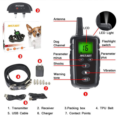 Ошейник аккумуляторный JOSTART-2 500м. водонепроницаемый IP67 для дрессировки собак