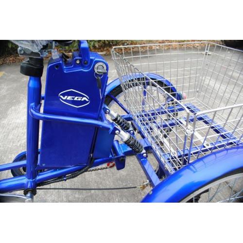 Электровелосипед трехколесный грузовой VEGA HAPPY  реверс синий