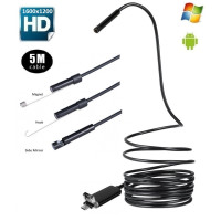 Эндоскоп JYC USB 2в1 HD 1600х1200 5м жесткий кабель водонепроницаемый Новинка