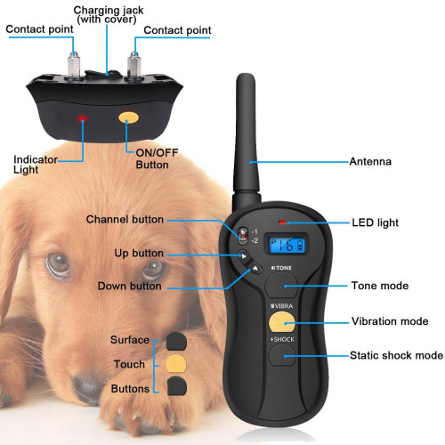 Ошейник для тренировки собаки FOCUSPET Водонепроницаемый IP67 Перезаряжаемый 650 м зарядка за 2 часа!