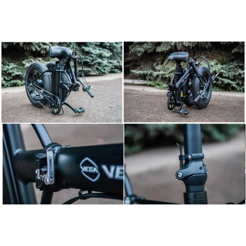 Электровелосипед 500/48 складной Vega Фет байк (Fatbike) Al 48V/10Ah Li-io SHIMANO багажник,  +Замок