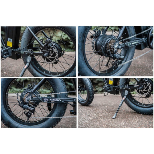 Электровелосипед 500/48 складной Vega Фет байк (Fatbike) Al 48V/10Ah Li-io SHIMANO багажник,  +Замок
