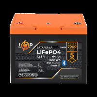 Аккумулятор LP LiFePO4 12,8V - 64 Ah (820Wh) (BMS 80A/64А) пластик Smart BT
