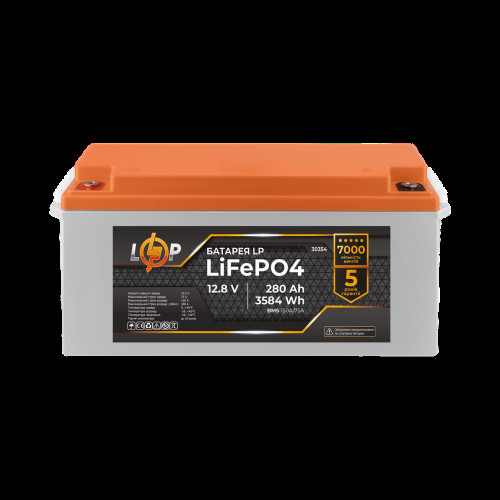 Аккумулятор LP LiFePO4 12V (12,8V) - 280 Ah (3584Wh) (BMS 150A/75A) пластик Аккумулятор LP LiFePO4 12V (12,8V) - 280 Ah (3584Wh) (BMS 150A/75A) пластик