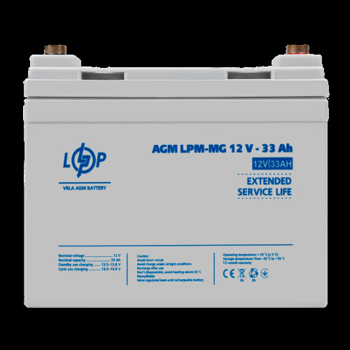 Аккумулятор мультигелевый LPM-MG 12V - 33 Ah + справа Аккумулятор мультигелевый LPM-MG 12V - 33 Ah + справа