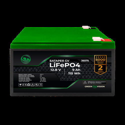 Аккумулятор GV LiFePO4 12V (12,8V) - 9 Ah (115 Wh) Аккумулятор GV LiFePO4 12V (12,8V) - 9 Ah (115 Wh)
