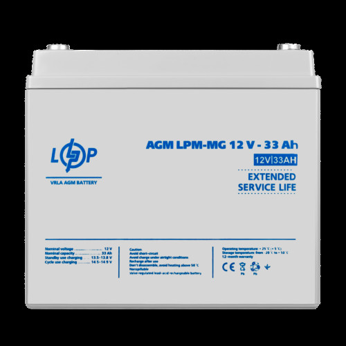 Аккумулятор мультигелевый LPM-MG 12V - 33 Ah Аккумулятор мультигелевый LPM-MG 12V - 33 Ah
