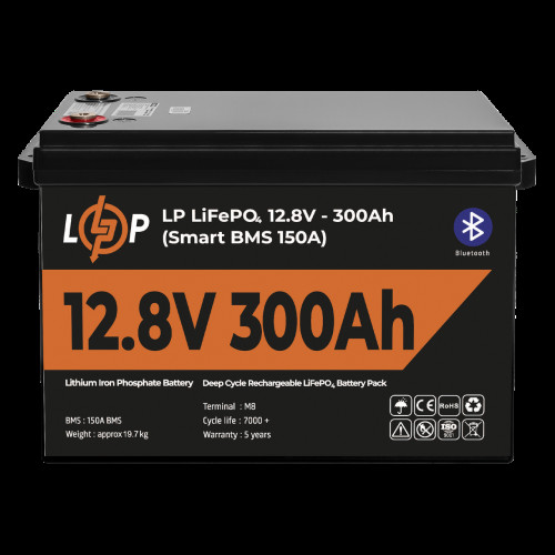 Аккумулятор LP LiFePO4 12,8V - 300 Ah (3840Wh) (Smart BMS 200А) с BT пластик Аккумулятор LP LiFePO4 12,8V - 300 Ah (3840Wh) (Smart BMS 200А) с BT пластик