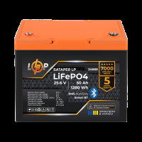 Аккумулятор LP LiFePO4 25,6V - 50 Ah (1280Wh) (BMS 80A/50А) пластик Smart BT