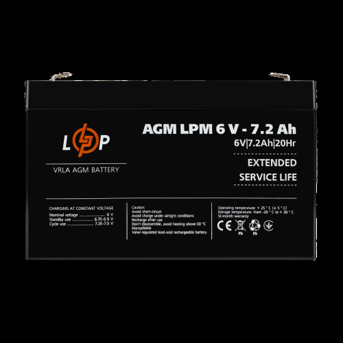 Аккумулятор AGM LPM 6V - 7.2 Ah Аккумулятор AGM LPM 6V - 7.2 Ah